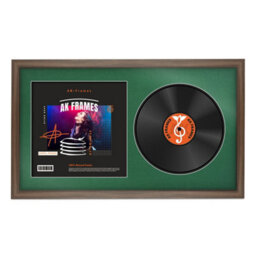 "30X17"" Walnut Sleek Vinyl Record Frame With Emerald Mount For 12 Inch Lp Album Cover & Disc - Ak Frames" - thumbnail 1
