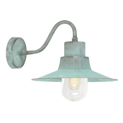 Elstead Sheldon 1 Light Outdoor Fisherman Dome Wall Light Verdigris Ip44, E27 - image 1