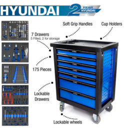 Hyundai 175 Piece 7 Drawer Castor Mounted Roller Tool Chest Cabinet Hytc9006 - thumbnail 8
