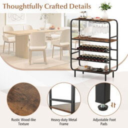 Gainoom 16 Bottle Brown Wine Rack Freestanding Floor 5-Tier Wine Shelf - thumbnail 6