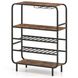 Gainoom 16 Bottle Brown Wine Rack Freestanding Floor 5-Tier Wine Shelf