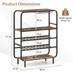 Gainoom 16 Bottle Brown Wine Rack Freestanding Floor 5-Tier Wine Shelf - thumbnail 2