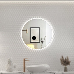 Royal Bathrooms Luton 600 X 600mm Brushed Bronze Round Backlit Led Illuminated Bathroom Mirror Framed With Touch Sensor - thumbnail 1