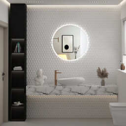 Royal Bathrooms Luton 600 X 600mm Brushed Bronze Round Backlit Led Illuminated Bathroom Mirror Framed With Touch Sensor - thumbnail 3