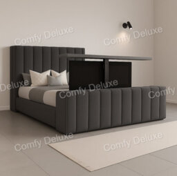 Comfy Deluxe 5Ft Kingsize Grey Plush Tv Bed Frame Only
