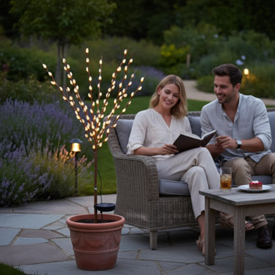 Whispering Willow Brown Garden Solar Light With 120 Warm White Leds For Outdoor And Indoor Use