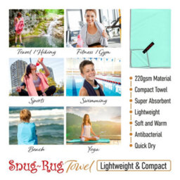 Snug Rug Microfibre Beach Towel Super Absorbent Quick Drying Lightweight Extra Large Xl 200 X 90Cm - Beech Glass Turquoise - thumbnail 4