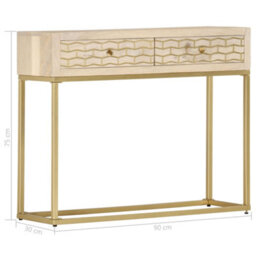 Berkfield Console Table Gold 90X30X75 Cm Solid Mango Wood - thumbnail 7