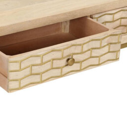 Berkfield Console Table Gold 90X30X75 Cm Solid Mango Wood - thumbnail 5