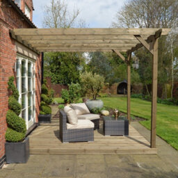 Rutland County Garden Furniture Wall Mounted Pergola And Decking Kit - L300 X W300 X H270  Cm - Rustic Brown - thumbnail 5