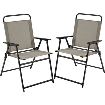 Brown 4Pcs Outdoor/ Patio/ Garden/ Backyard Texteline Foldable Dining Chairs - image 1