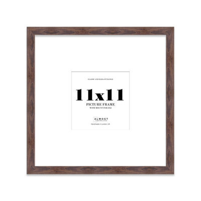"11X11"" Walnut Picture Frame - 11X11"" Square Frame With 8X8"" Mount For 11X11""/8X8"" Pictures Luxurious Style Thin Edge, 1 Pack" - image 1
