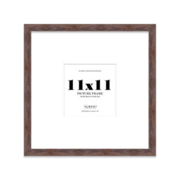 "11X11"" Walnut Picture Frame - 11X11"" Square Frame With 8X8"" Mount For 11X11""/8X8"" Pictures Luxurious Style Thin Edge, 1 Pack" - thumbnail 1