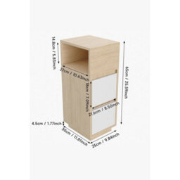 Small Bedside Table Nightstand Narrow 2 Drawers Storage Cabinet W/ Shelf Walnut - thumbnail 2