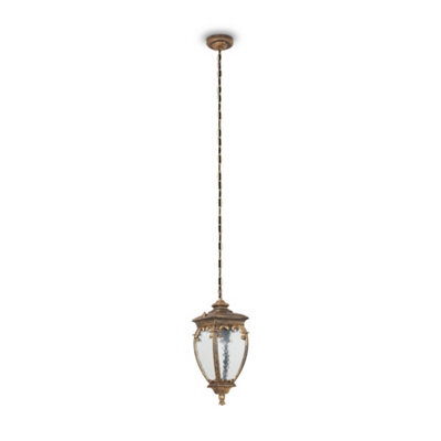 Luminosa Lighting Luminosa Fleur Outdoor Pendant Ceiling Light Black With Gold, Ip44