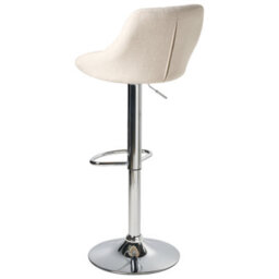 Wyld and Coco Lux Bar Stools Set Of 2 Light Beige Fabric With Silver Iron Base, 360 Swivel, Adjustable Height - thumbnail 6