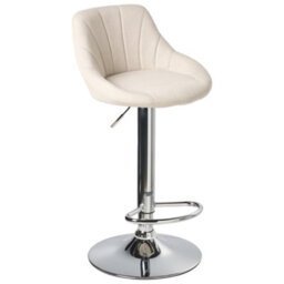 Wyld and Coco Lux Bar Stools Set Of 2 Light Beige Fabric With Silver Iron Base, 360 Swivel, Adjustable Height - thumbnail 5