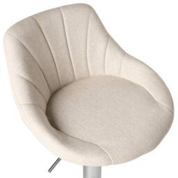 Wyld and Coco Lux Bar Stools Set Of 2 Light Beige Fabric With Silver Iron Base, 360 Swivel, Adjustable Height - thumbnail 7