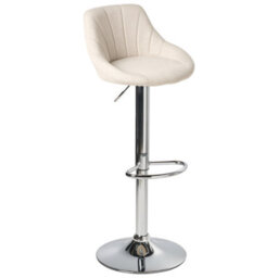 Wyld and Coco Lux Bar Stools Set Of 2 Light Beige Fabric With Silver Iron Base, 360 Swivel, Adjustable Height - thumbnail 4