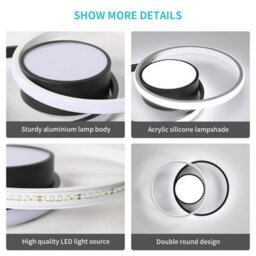 Pheashine Led Ceiling Light, Black Round Led Ceiling Light 6500K White,suitable For Living Room, Bedroom, Hallway,40Cm - thumbnail 3