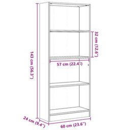 Vidaxl Bookcase Artisian Oak 60X24X143 Cm Engineered Wood - thumbnail 9