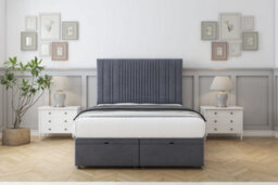 "Comfort The Foxy Steel Plush Ottoman Bed With Mattress With 26"" Strutted Headboard 4'6 Double"