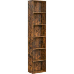 Songmics Bookcase, Bookshelf With 6 Shelves, For Living Room, Study, Office, Bedroom, Industrial Style, Rustic Brown - thumbnail 6