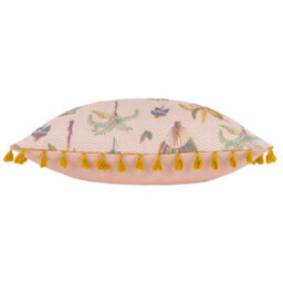 Furn. Chamae Floral Tasselled 100% Cotton Feather Filled Cushion - thumbnail 3