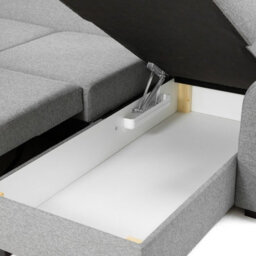 Wilma Large U Shape Corner Sofa Bed With Storage Upholstered Back Wooden Legs Polyurethane Foam Black Left - thumbnail 5
