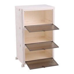 3 Tier Plastic Shoe Storage Box Tower Unit - thumbnail 4