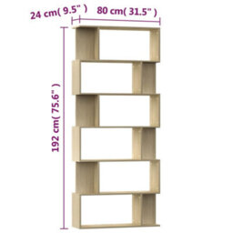 Berkfield Book Cabinet/room Divider Sonoma Oak 80X24X192 Cm Engineered Wood - thumbnail 7