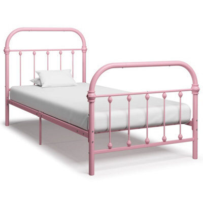 Berkfield Bed Frame Pink Metal 90X200 Cm - image 1