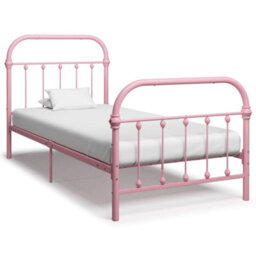 Berkfield Bed Frame Pink Metal 90X200 Cm - thumbnail 1