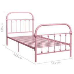 Berkfield Bed Frame Pink Metal 90X200 Cm - thumbnail 6