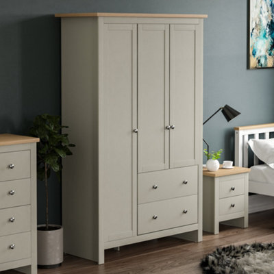 Lassic Vida Designs Arlington Grey 3 Door 2 Drawer Wardrobe (H)1800mm (W)1090mm (D)520mm - image 1