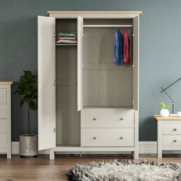 Lassic Vida Designs Arlington Grey 3 Door 2 Drawer Wardrobe (H)1800mm (W)1090mm (D)520mm - thumbnail 4
