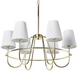 Wyld And Coco Traditional Six-Light Pendant Chandelier Gold Finish With Fabric Shades, W71 X D71 X H145Cm - thumbnail 6