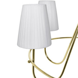 Wyld And Coco Traditional Six-Light Pendant Chandelier Gold Finish With Fabric Shades, W71 X D71 X H145Cm - thumbnail 7
