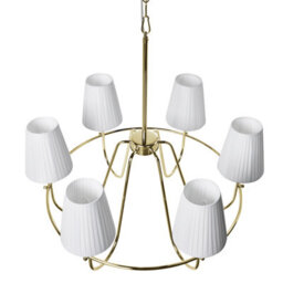 Wyld And Coco Traditional Six-Light Pendant Chandelier Gold Finish With Fabric Shades, W71 X D71 X H145Cm - thumbnail 5