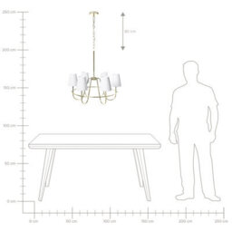 Wyld And Coco Traditional Six-Light Pendant Chandelier Gold Finish With Fabric Shades, W71 X D71 X H145Cm - thumbnail 9