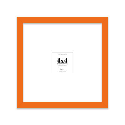 "4X4"" Orange Picture Frame - 4X4"" Square Frame With 1X1"" Mount For 4X4""/1X1"" Pictures Vintage Style Wall Art, 1 Pack" - image 1