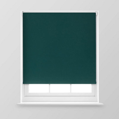 A.unique Home Premium Trimmable Thermal Blackout Roller Window Blind - 3Ft - Dark Green - 90Cm (W) X 170Cm (L) - image 1