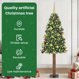 Vidaxl Slim Christmas Tree Green 210 Cm Pvc And Solid Pine Wood - thumbnail 7