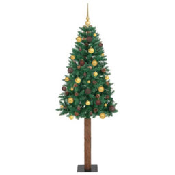 Vidaxl Slim Christmas Tree Green 210 Cm Pvc And Solid Pine Wood - thumbnail 2