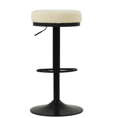 Lakeland Furniture Lorrel Cream Boucle Black Adjustable Base Bar Stool - image 1