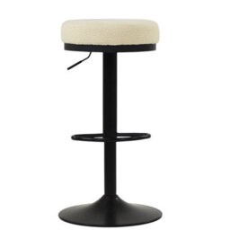 Lakeland Furniture Lorrel Cream Boucle Black Adjustable Base Bar Stool - thumbnail 1