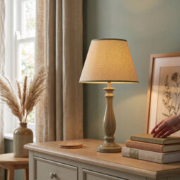 Happy Homewares Classic Rattan Tweed Lamp Shade With Olive Green Cotton Fabric Trims - thumbnail 6