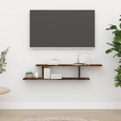 Berkfield Wall-Mounted Tv Shelf Smoked Oak 125X18X23 Cm Engineered Wood - image 1
