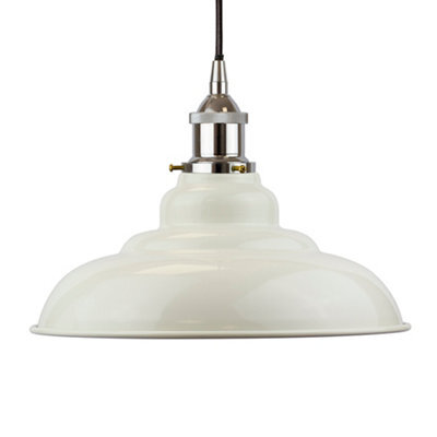 Clay White St Edmund's Painted Dome Pendant Light With Nickel Lamp Holder And Black Round Cable - Se Home - image 1