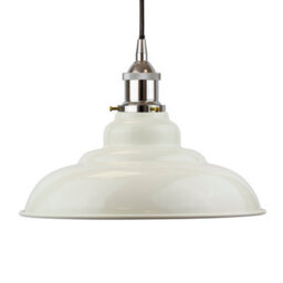 Clay White St Edmund's Painted Dome Pendant Light With Nickel Lamp Holder And Black Round Cable - Se Home - thumbnail 1